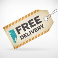 Realistic paper free delivery vector label