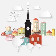 Town Illustration with Tower
