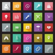 Set of flat design icons with long shadows N6