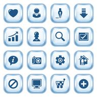Blue web icons on glossy buttons N2