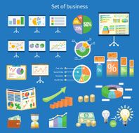 Set of flip chart with drawing business charts N2