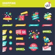 Set of flat design badges and labels for shopping