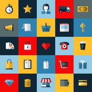 Set of flat vector online shopping and e-commerce themed icons