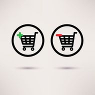 Shopping cart icons Plus and minus signs Vector set N4