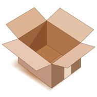 Empty open paper box over white