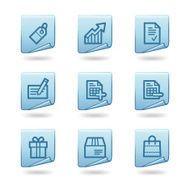 Shopping icons blue sticker series