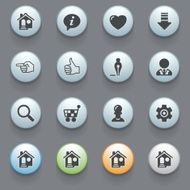 Web icons with color buttons on gray background