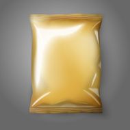 Blank golden realistic foil snack pack isolated Vector illustration
