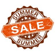 Summer sale grungy stamp isolated on white background