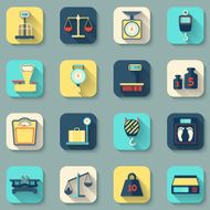 Scales Weight Icons Flat