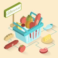 Supermarket Basket Isometric