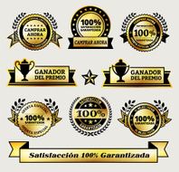 Satisfaction 100 Guaranteed Gold Badges in Spanish