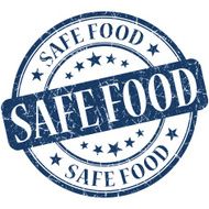 Safe food grunge blue round stamp