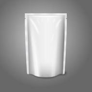 Blank white realistic plastic pouch isolated on grey background with