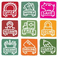 Money related icons block icon set