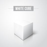 White cube on white background with reflection