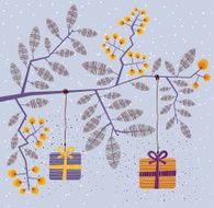 Gift Boxes On Branches With Berries