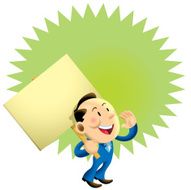 Green message board business man