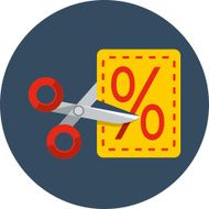 Scissors cutting through coupon dotted line