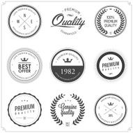 Set of vintage monochrome retail labels and badges