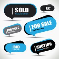 For sale rent and buy bubbles - blue black