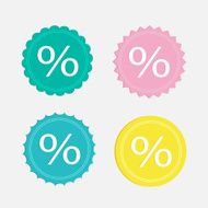 Label sale percent set Flat design