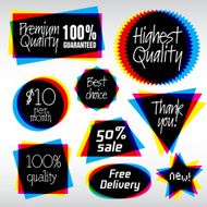 Various Vector Labels in CMYK like style Useful Logo Symbols