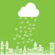 Vector money rain with banknotes