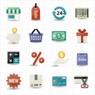 Business and shopping icons with white background