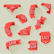 Flat sale ribbons with long shadow