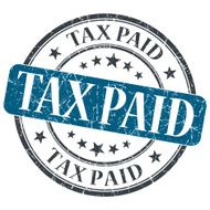 Tax Paid blue grunge round stamp on white background