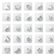 Set of flat design icons with long shadows N7