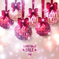 Christmas sale - Purple baubles on light background