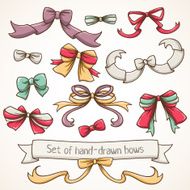 Set of hand-drawn ribbon bows