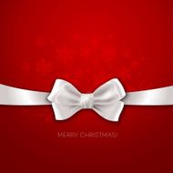 Red Christmas background ribbon with white silk bow