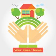 Buying a house of your dream modern flat illustration