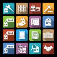 Real estate icons flat