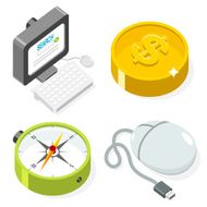 Internet search and shopping icon set - ISO 3D