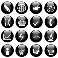 glassy black web icons set N2