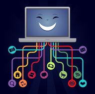 Computer octopus with icons