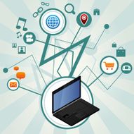 Crazy graphic laptop and icons
