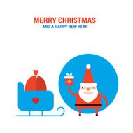 Cute Santa Claus with presents Happy New Year Christmas