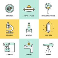 Startup key elements flat icons set N2