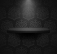 Dark empty isolated shelf on beautiful black luxury background