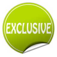 EXCLUSIVE round green sticker on white background
