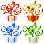 Vector gift box and ribbon in the shape of 2013