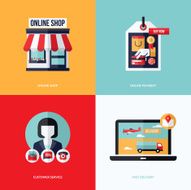 Flat vector design with e-commerce icons and elements