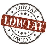 Low Fat brown grunge round stamp on white background