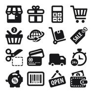 Shopping flat icons Black