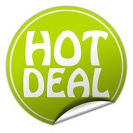 hot deal round green sticker on white background